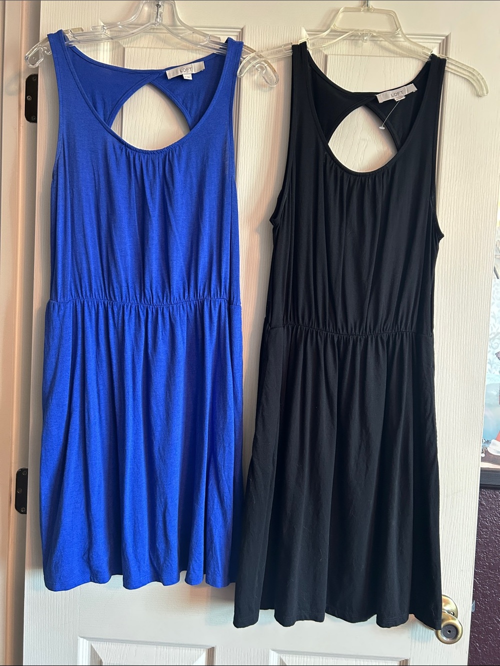 Lot of 2 Ann Taylor LOFT cotton modal cutout back tank sundresses M 6 8 10